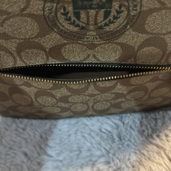 Coach Green & Brown Monogram Small Backpack Like New With Gold Hardware - Picture 4 of 11